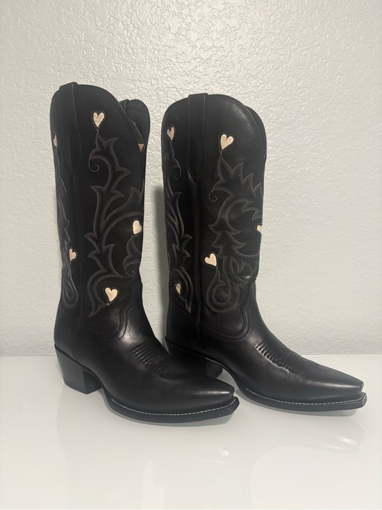 Tecovas Shoes - Tecovas Annie Hearts midnight Black Leather Western Boots